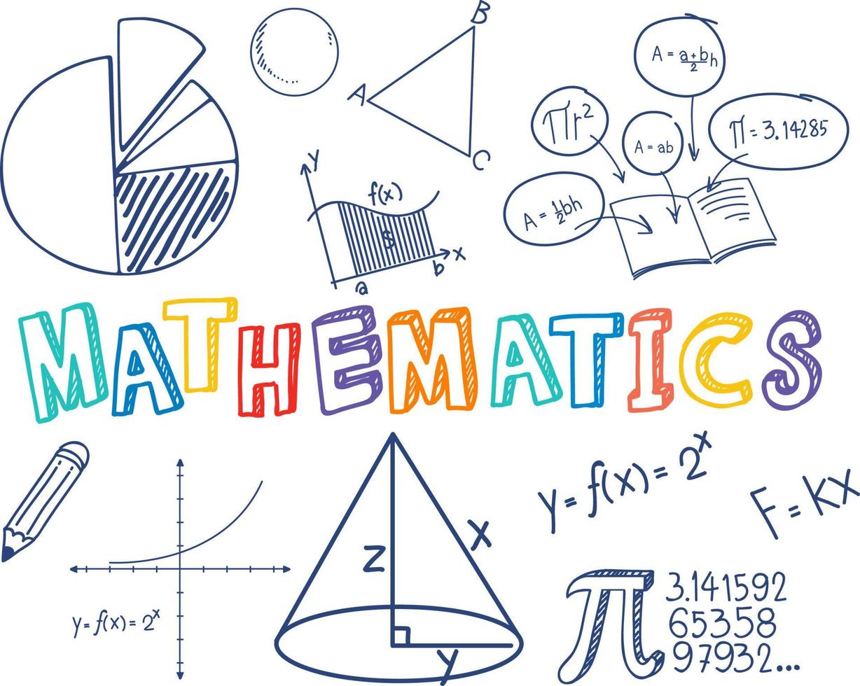 Doodle math font with math objects vector