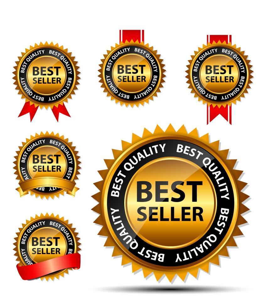 Vector best seller gold sign, label template