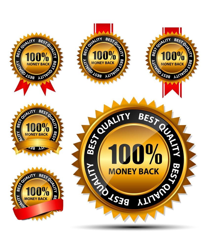 Vector 100 money back gold sign, label template