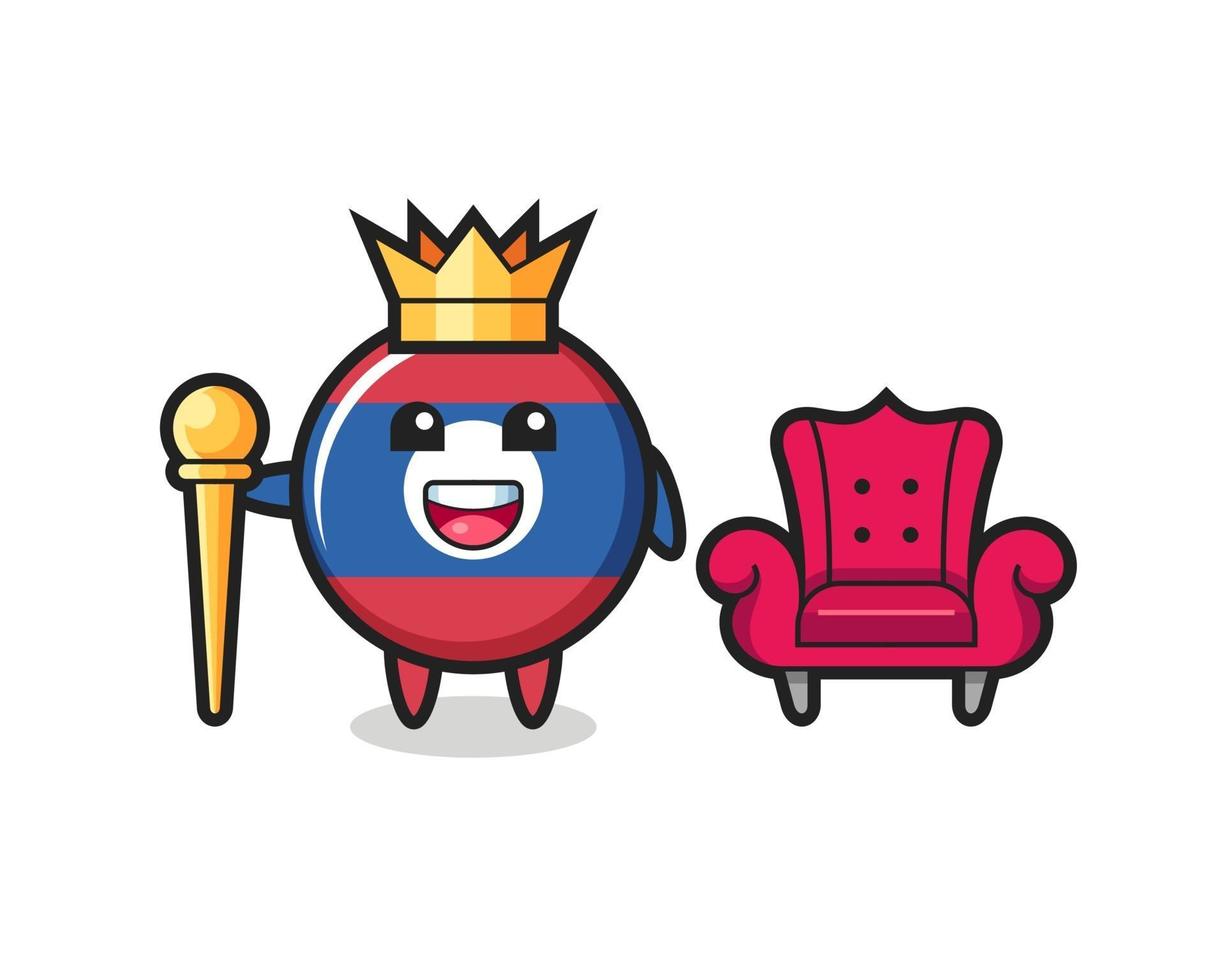 Mascot cartoon of laos flag badge as a king vector