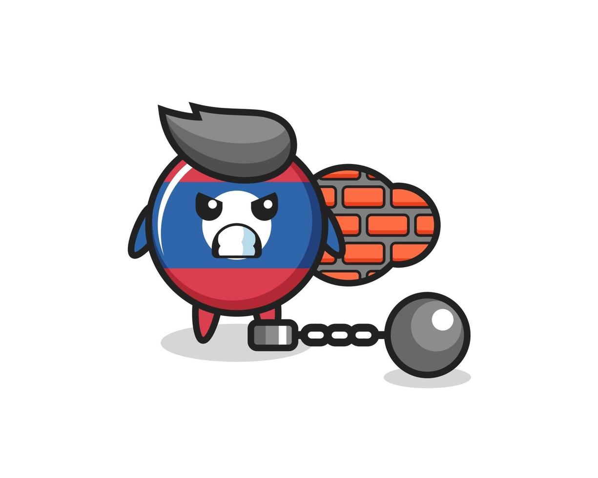 Character mascot of laos flag badge as a prisoner vector