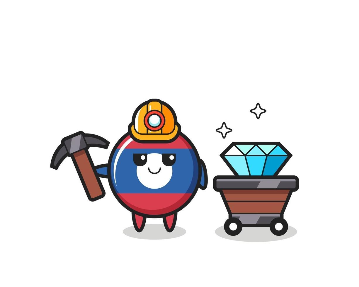 Character Illustration of laos flag badge as a miner vector