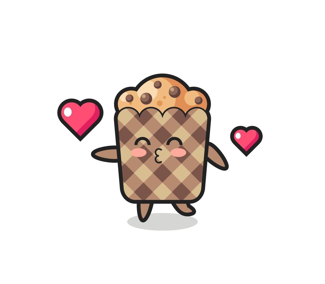 muffin character cartoon with kissing gesture vector