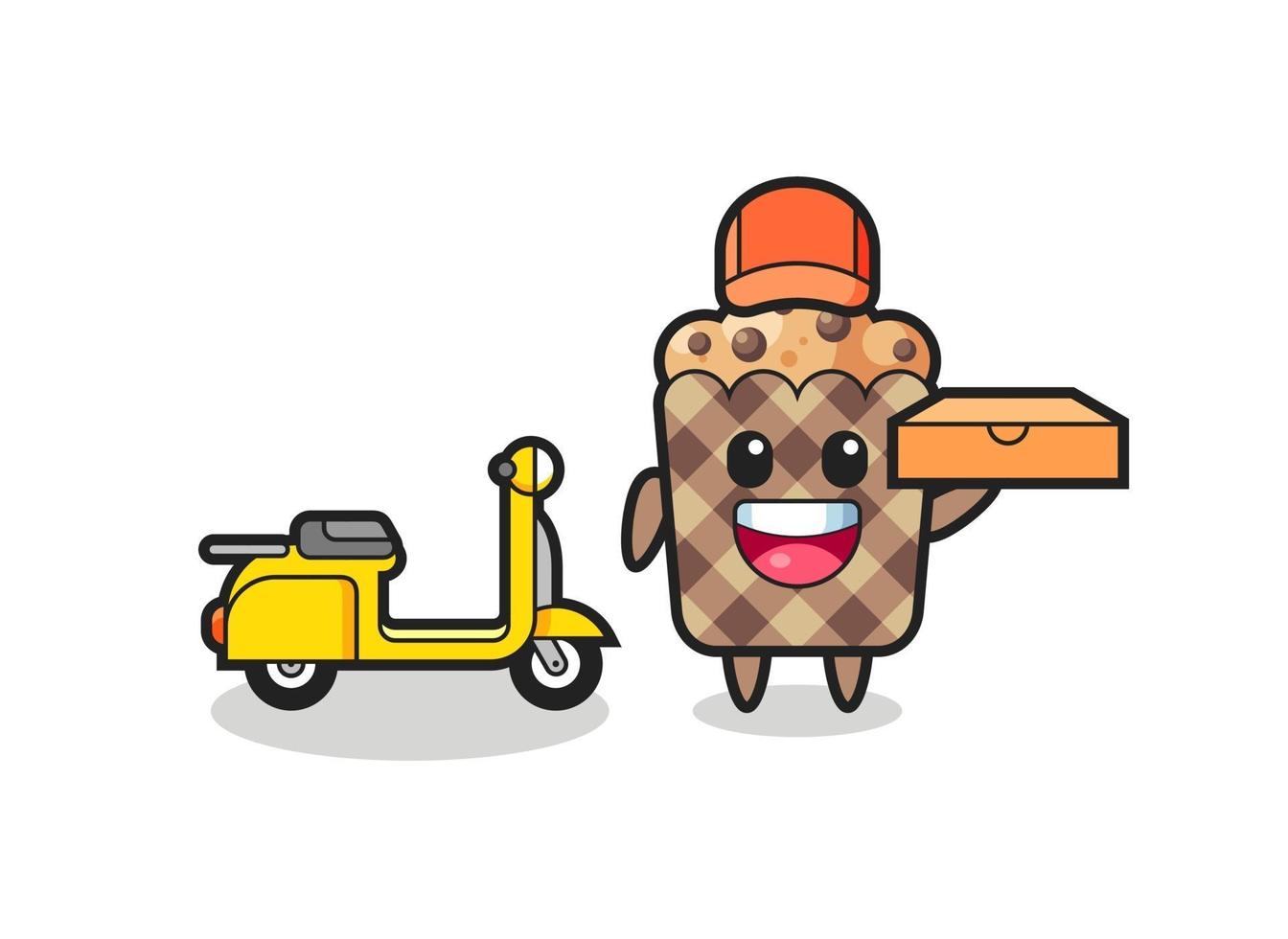 Character Illustration of muffin as a pizza deliveryman vector