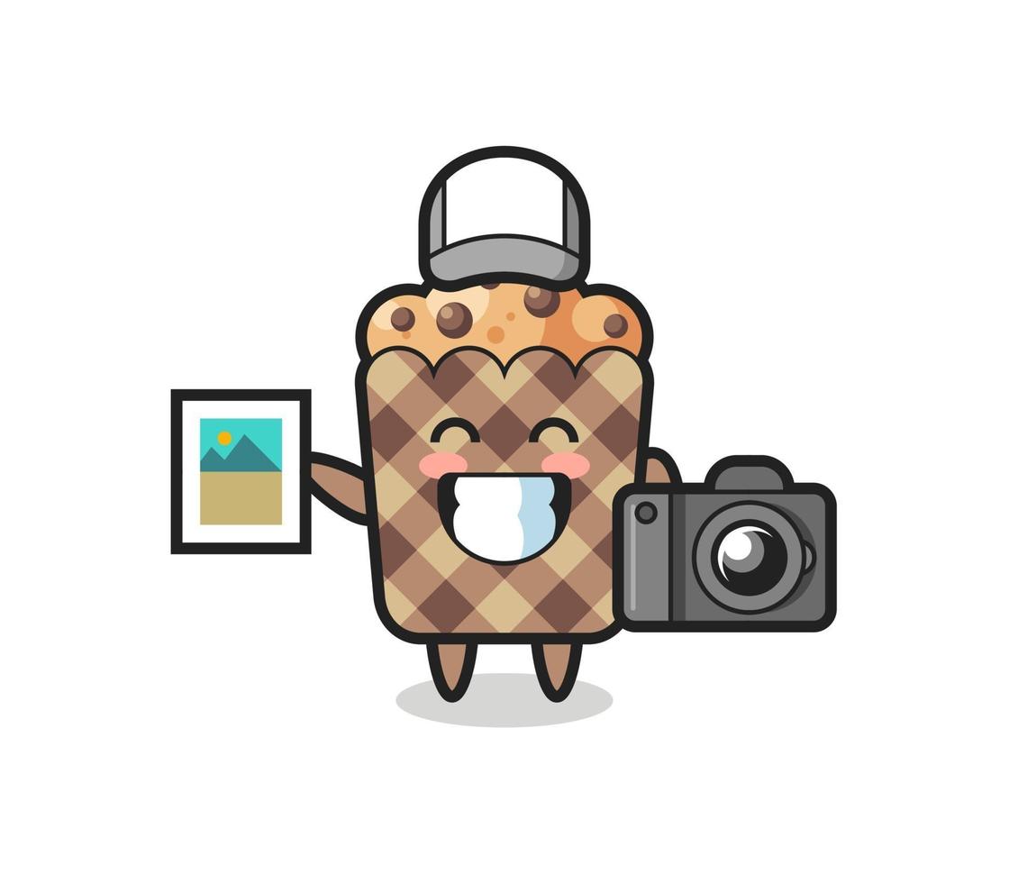 Character Illustration of muffin as a photographer vector