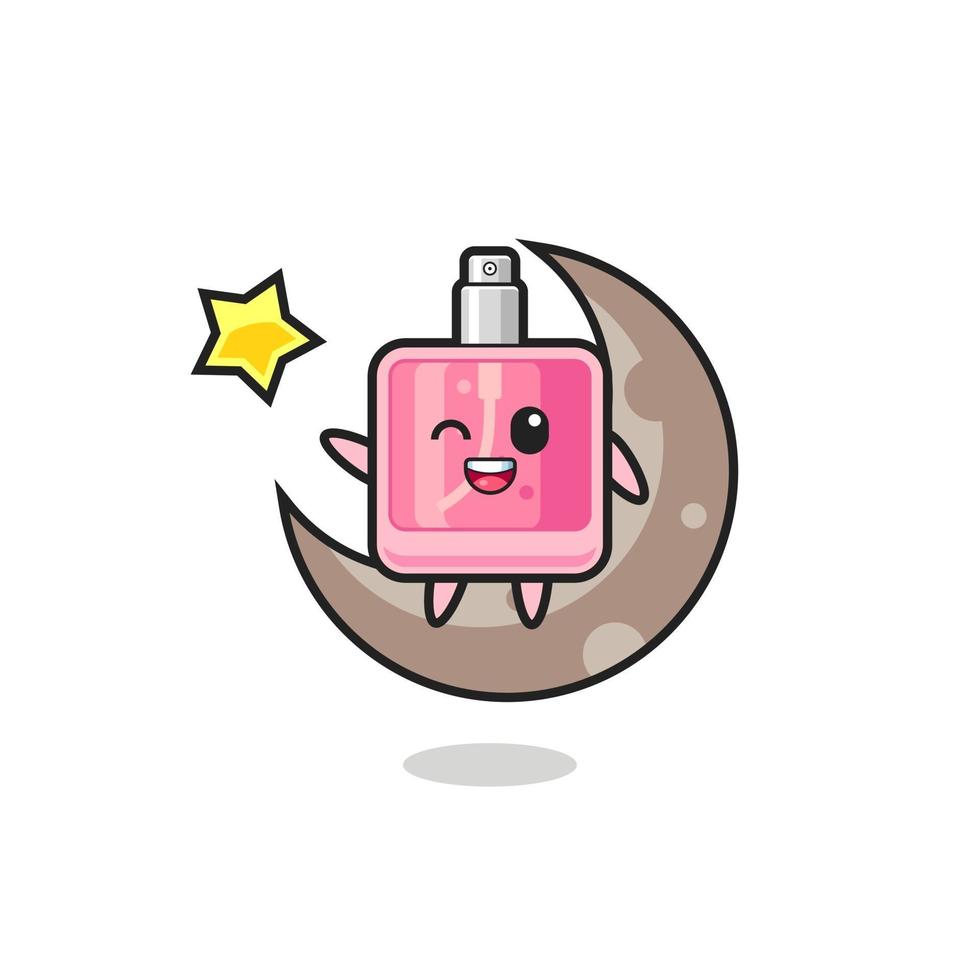 illustration of perfume cartoon sitting on the half moon vector