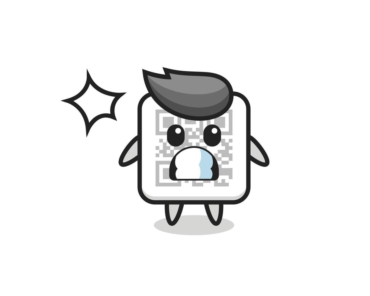 qr code character cartoon with shocked gesture vector