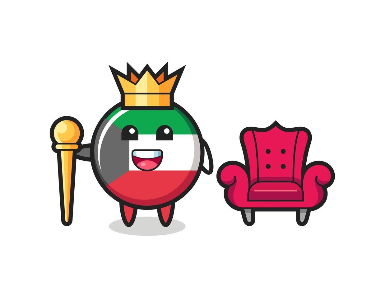 Mascot cartoon of kuwait flag badge as a king vector