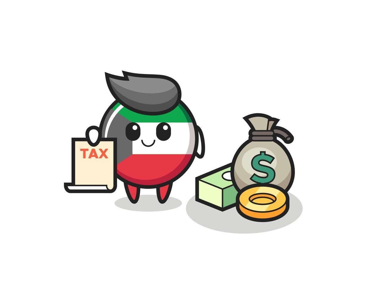 Character cartoon of kuwait flag badge as a accountant vector