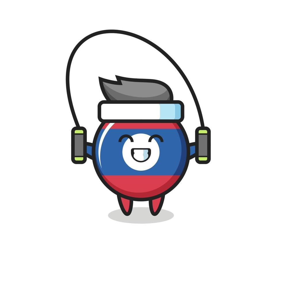 laos flag badge character cartoon with skipping rope vector