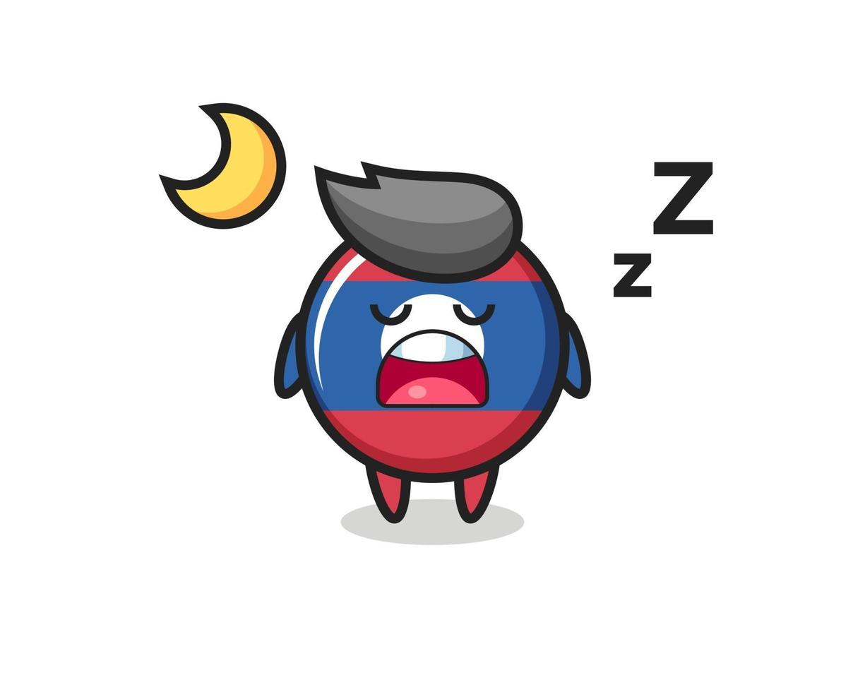 laos flag badge character illustration sleeping at night vector