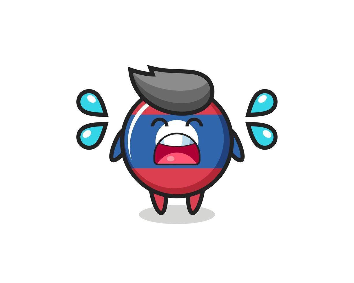 laos flag badge cartoon illustration with crying gesture vector