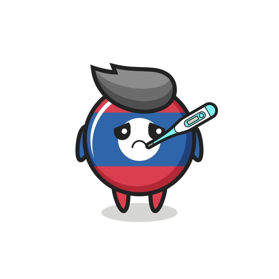 laos flag badge mascot character with fever condition vector