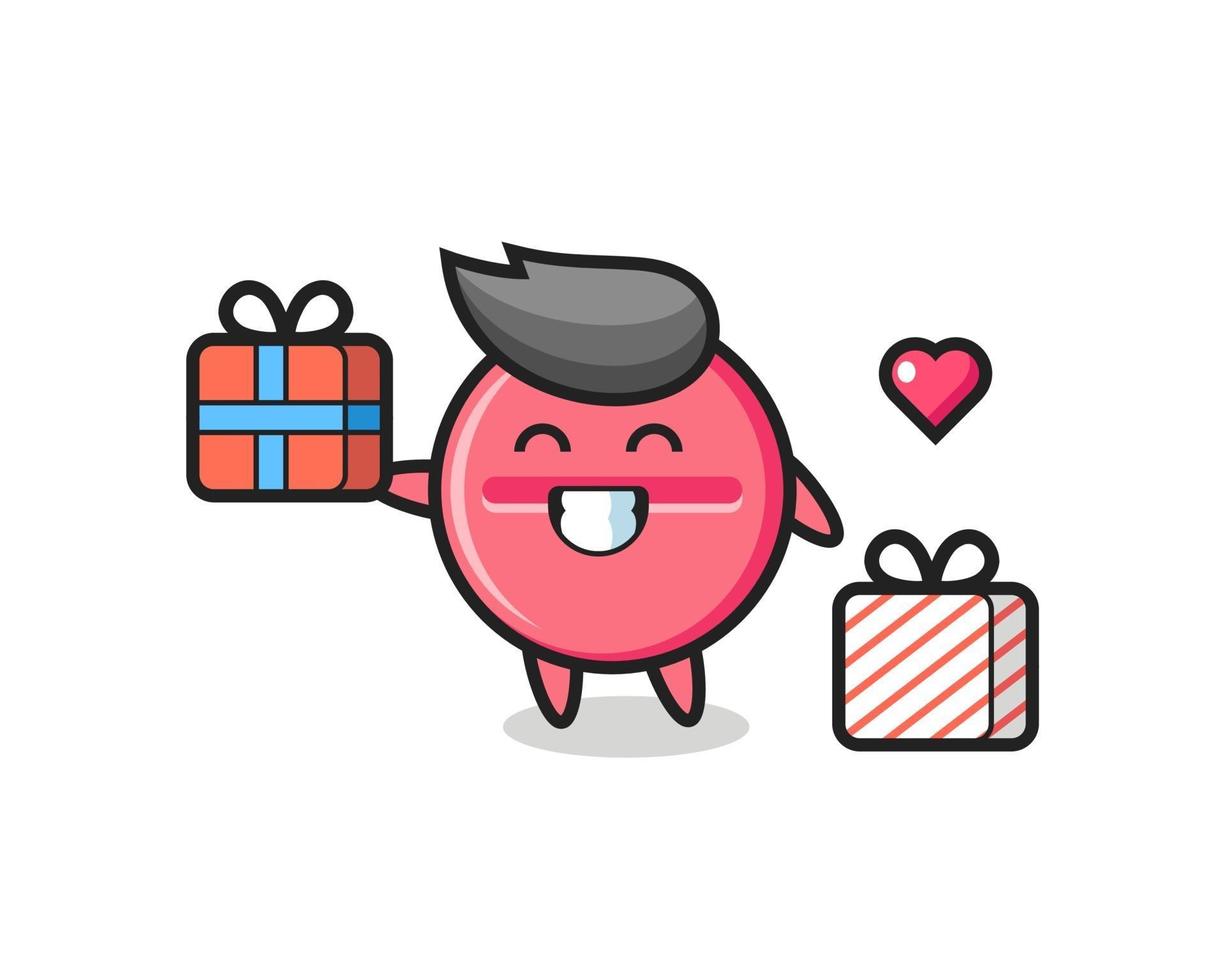 medicine tablet mascot cartoon giving the gift vector