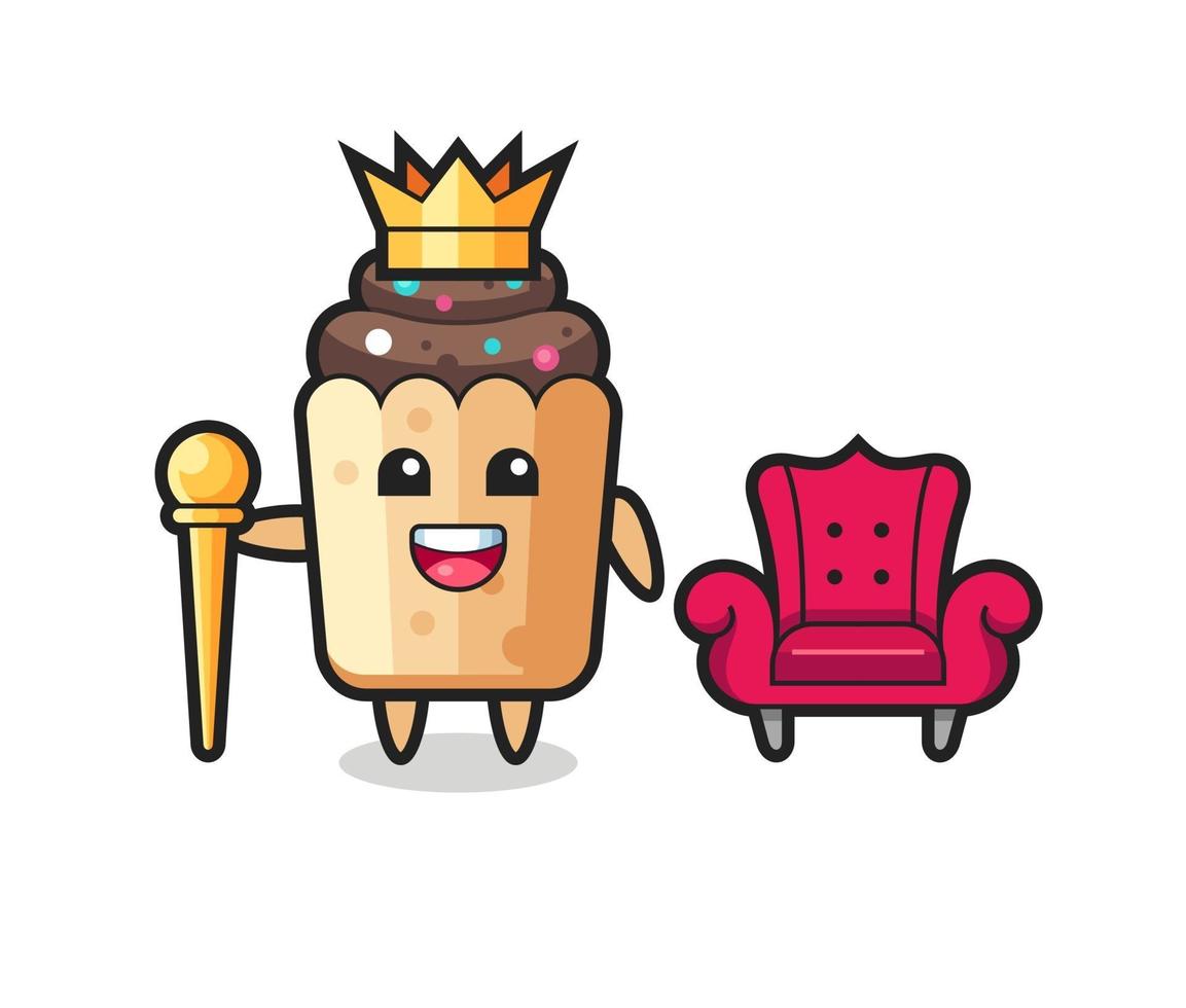 Mascot cartoon of cupcake as a king vector