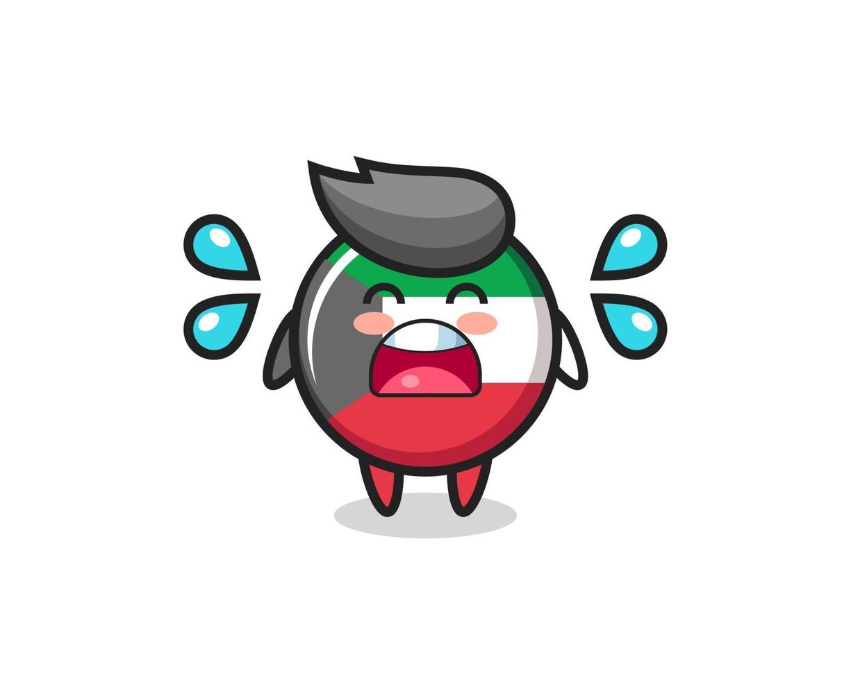 kuwait flag badge cartoon illustration with crying gesture vector