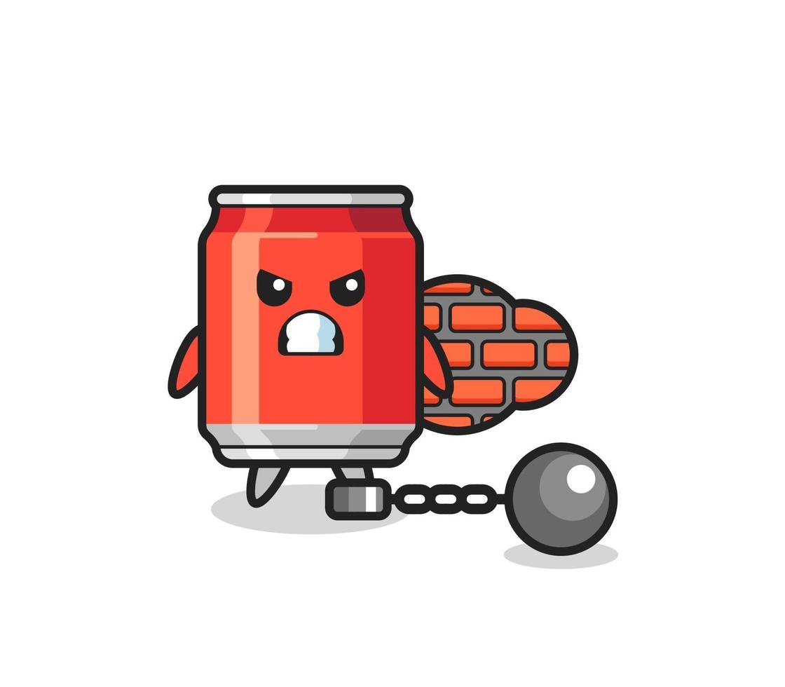 Character mascot of drink can as a prisoner vector