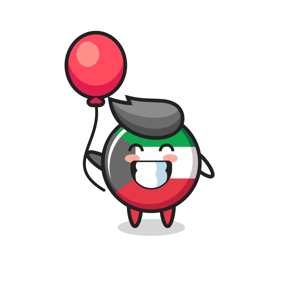 kuwait flag badge mascot illustration is playing balloon vector