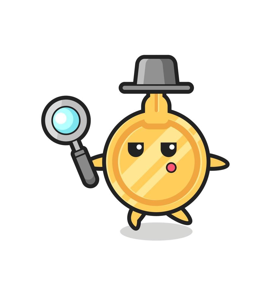 key cartoon character searching with a magnifying glass vector