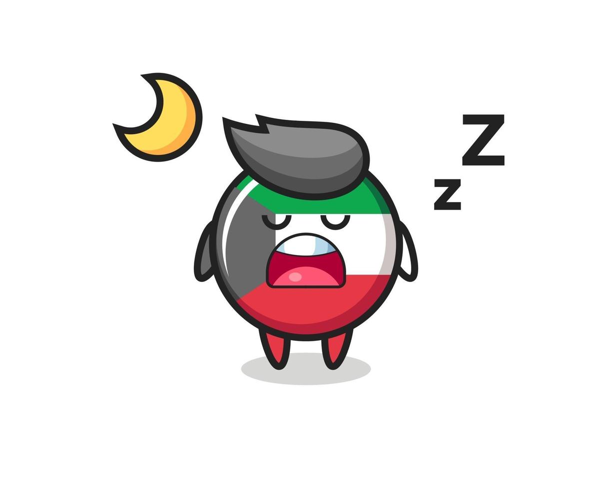 ilustración de personaje de insignia de bandera de kuwait durmiendo por la noche vector