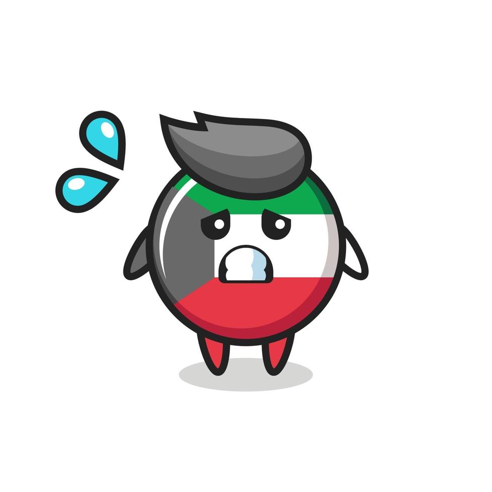 kuwait flag badge mascot character with afraid gesture vector