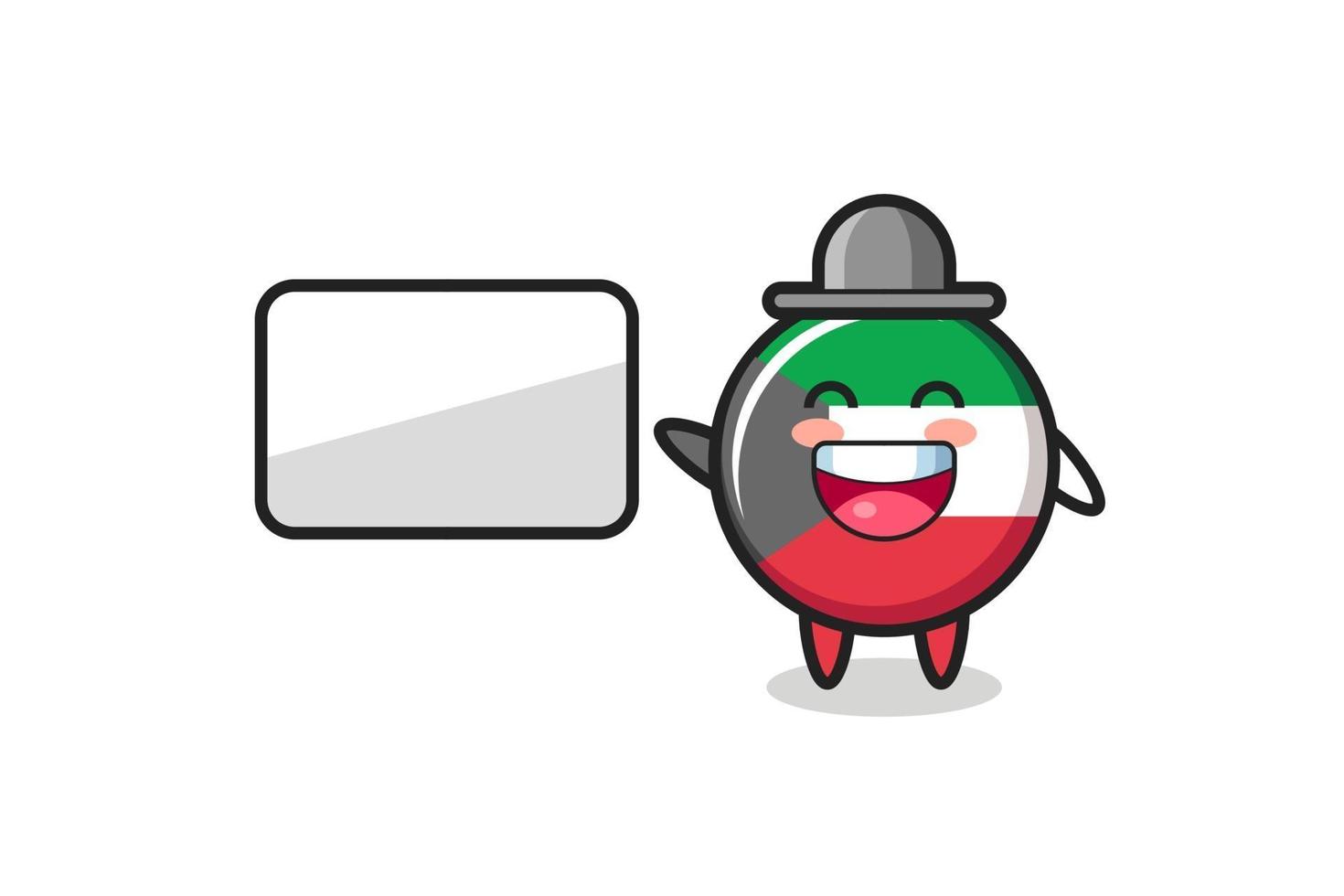 kuwait flag badge cartoon illustration doing a presentation vector