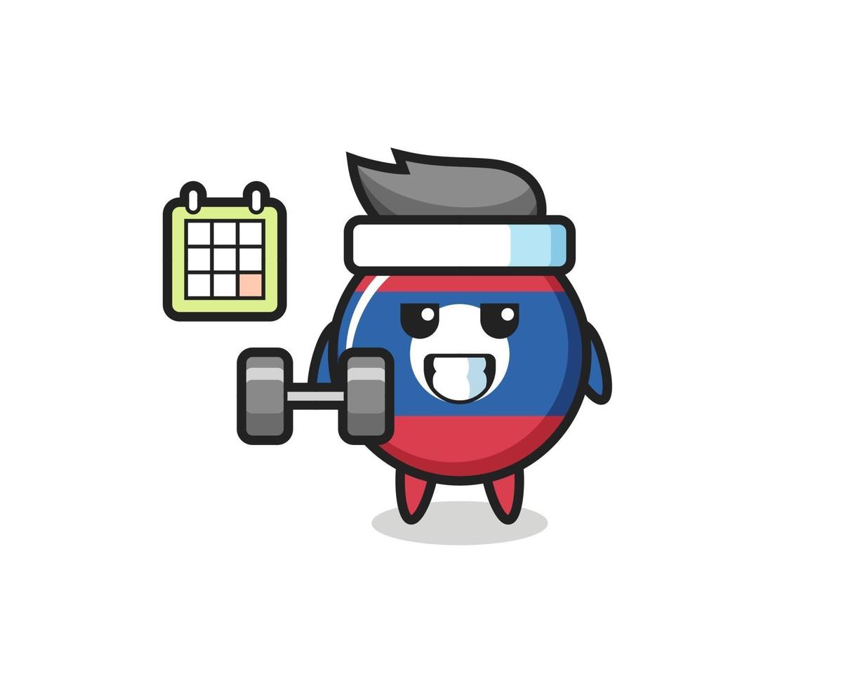 laos flag badge mascot cartoon doing fitness with dumbbell vector
