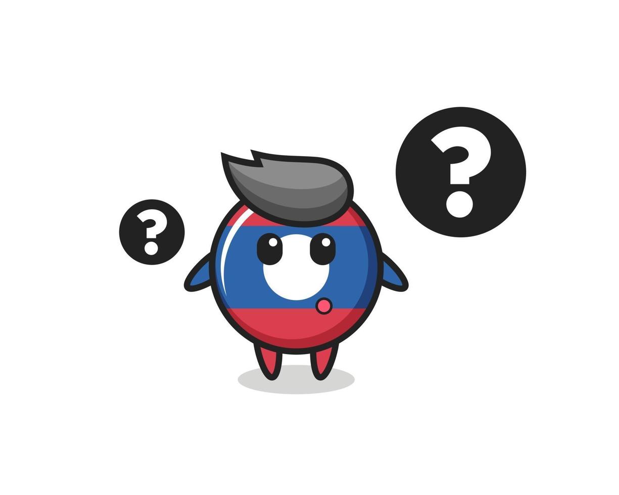 Cartoon Illustration of laos flag badge with the question mark vector