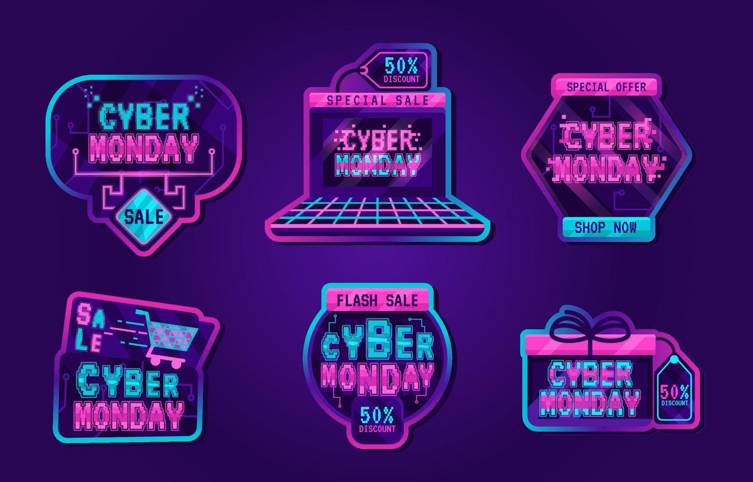 Cyber Monday Stickers or Labels vector