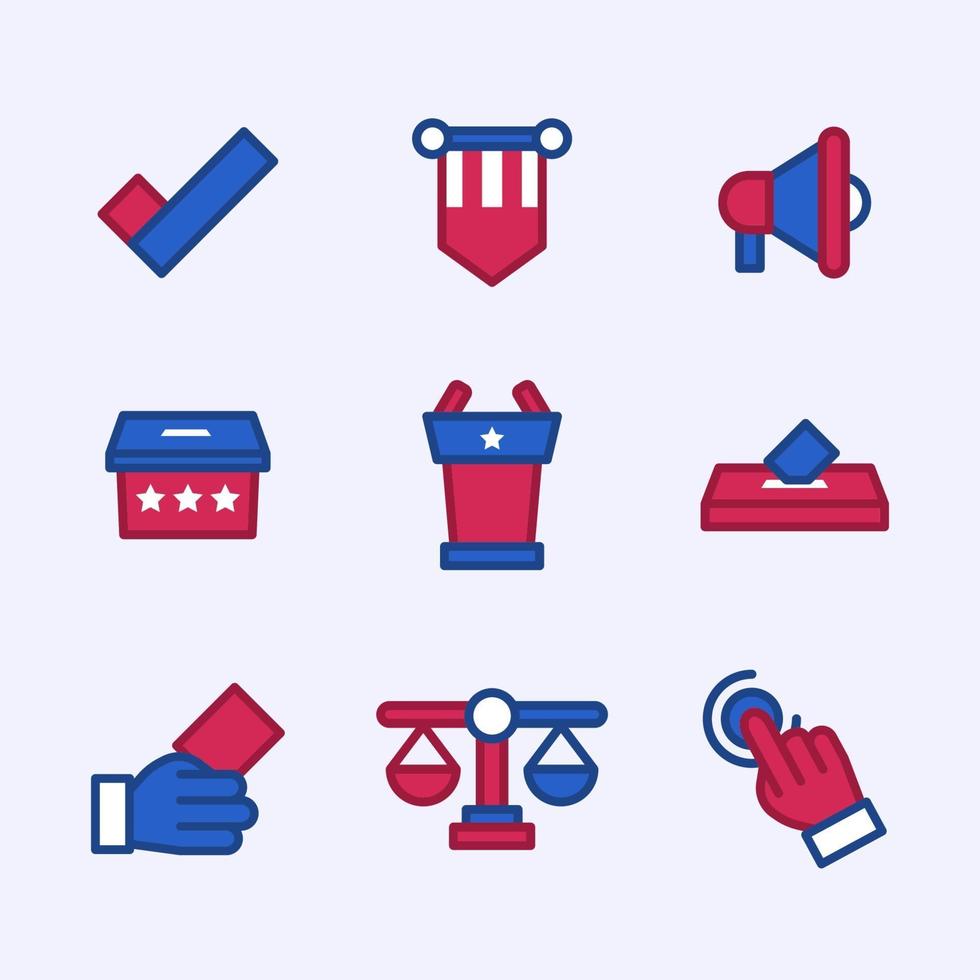 colecciones de iconos de elecciones estadounidenses vector