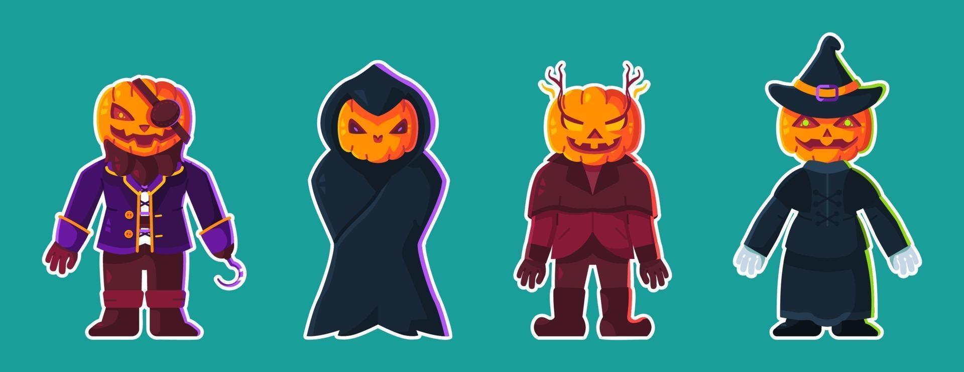 conjunto de personajes de jack-o'-lantern vector