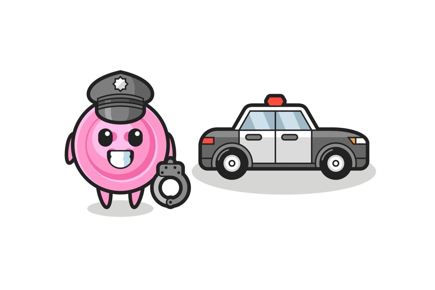 Cartoon mascot of clothing button as a police vector
