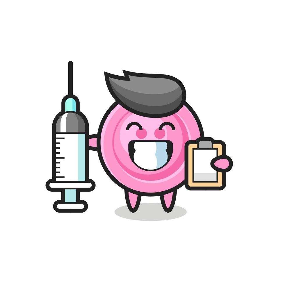 Mascot Illustration of clothing button as a doctor vector