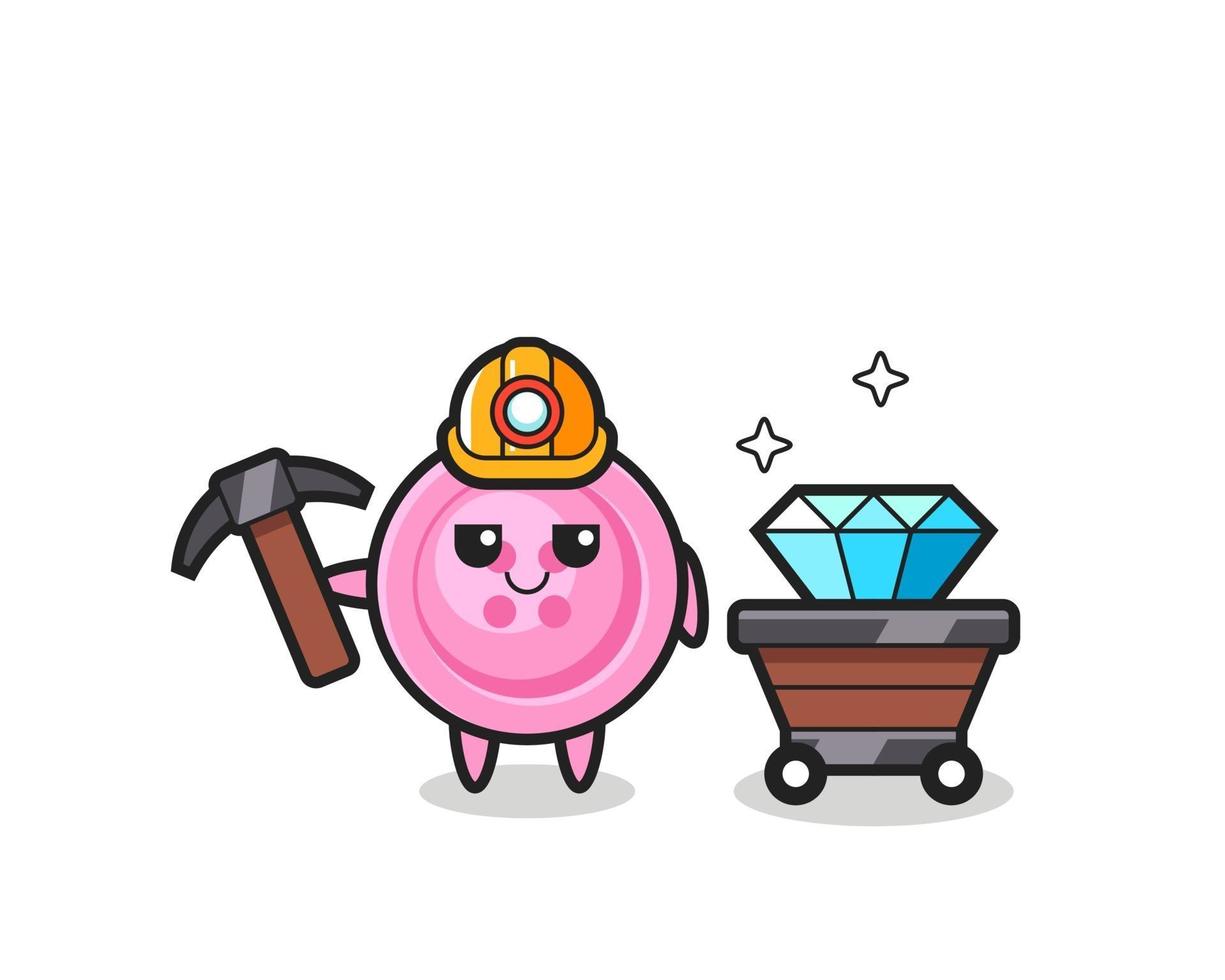 Character Illustration of clothing button as a miner vector