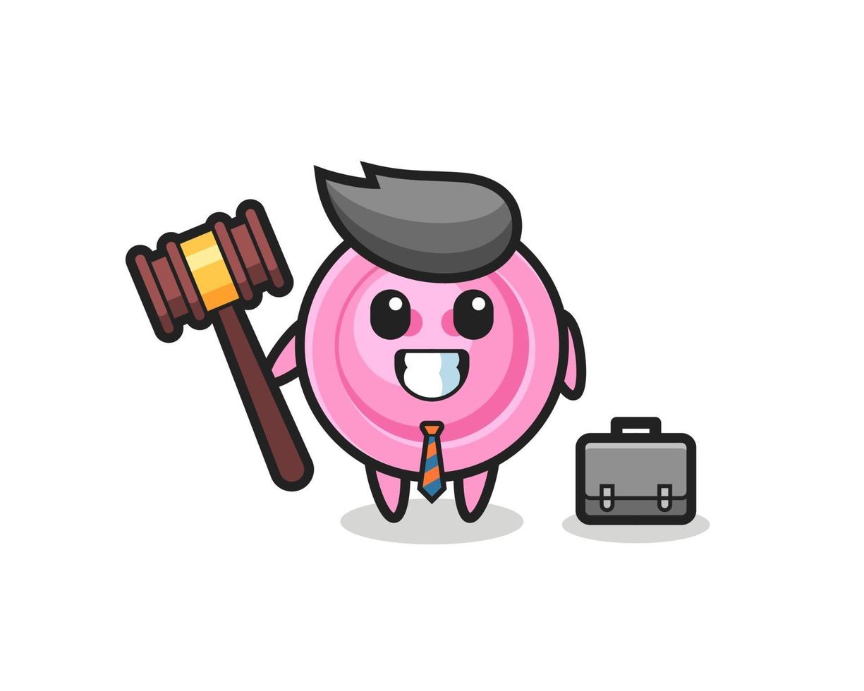 Ilustración de la mascota del botón de ropa como abogado vector
