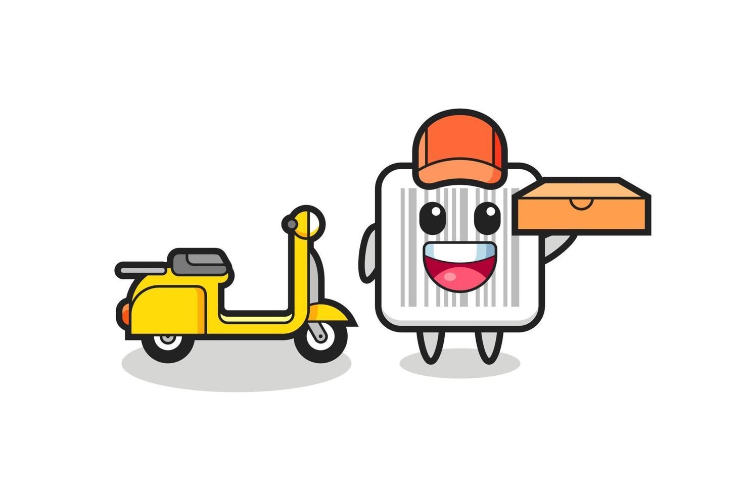 Character Illustration of barcode as a pizza deliveryman vector