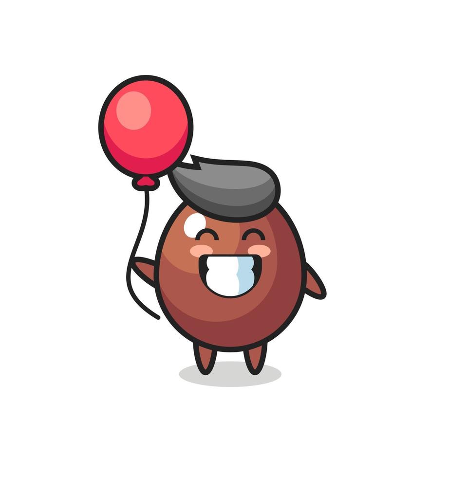 chocolate egg mascot illustration is playing balloon vector