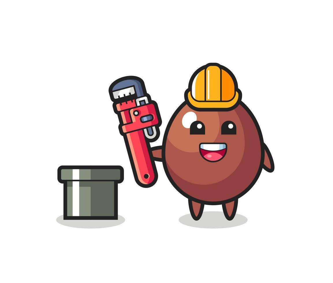 Character Illustration of chocolate egg as a plumber vector