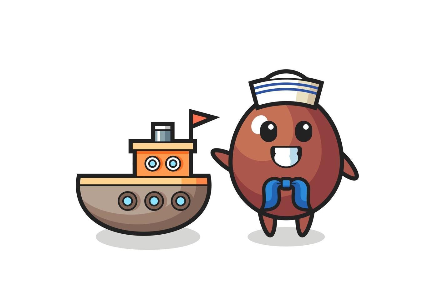 mascota de personaje de huevo de chocolate como un marinero vector