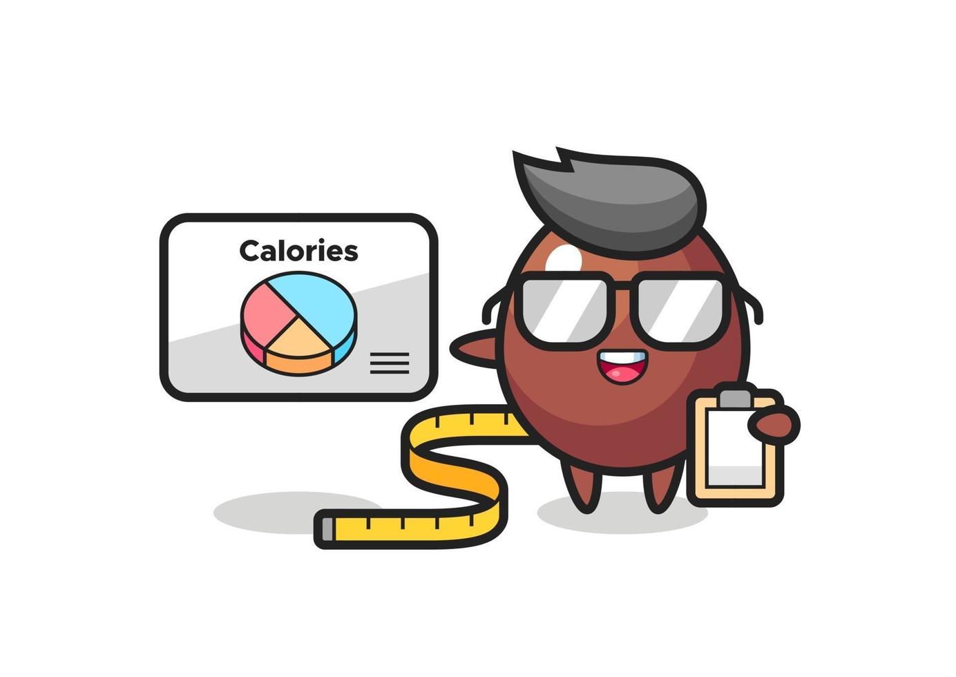 Ilustración de la mascota del huevo de chocolate como dietista vector