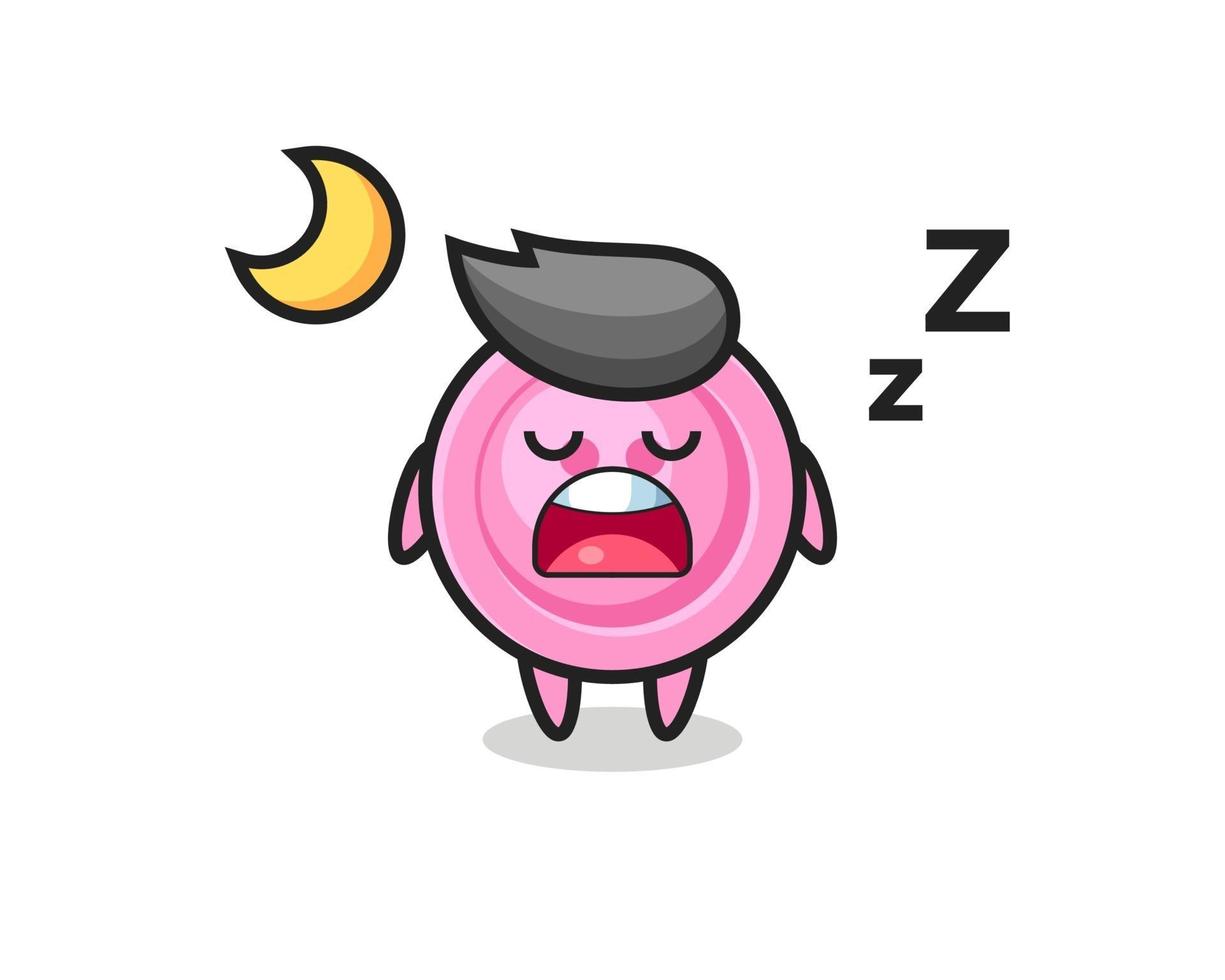 ilustración de personaje de botón de ropa durmiendo por la noche vector