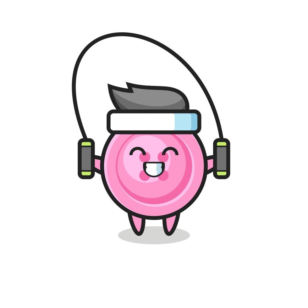 clothing button character cartoon with skipping rope vector