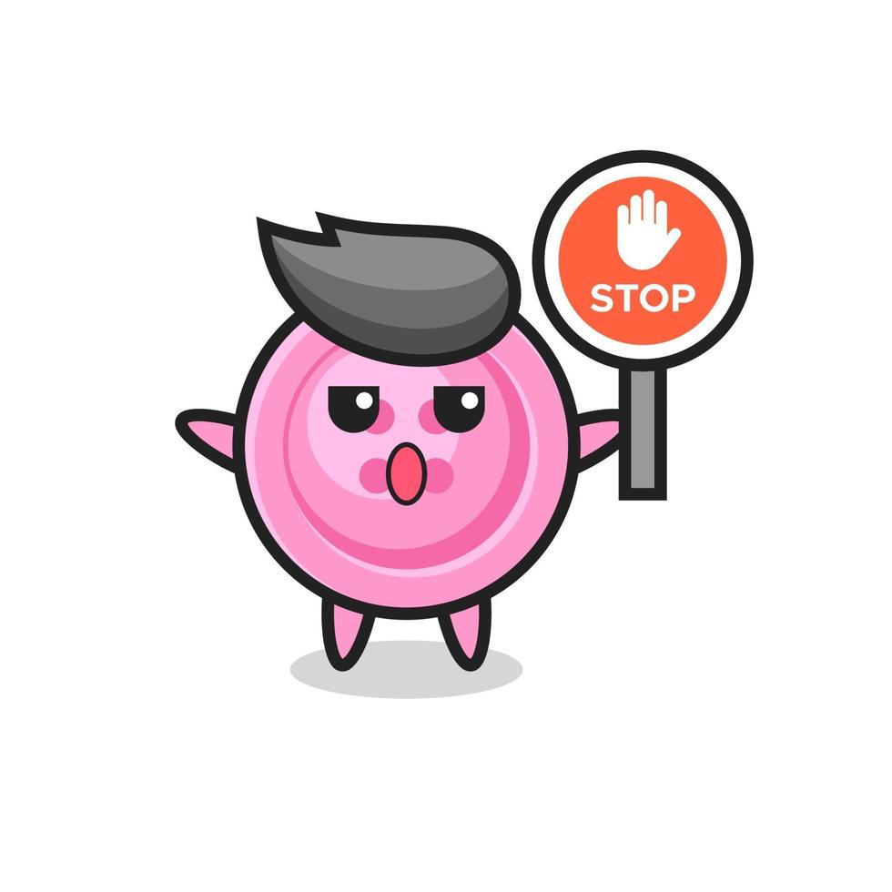 clothing button character illustration holding a stop sign vector