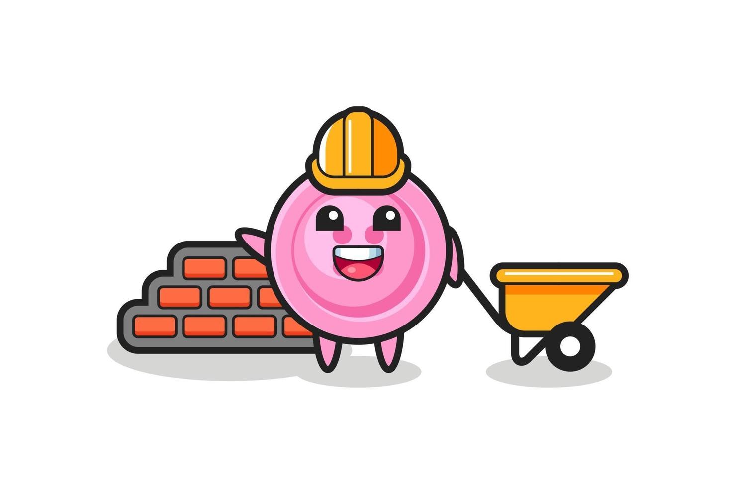 Cartoon character of clothing button as a builder vector