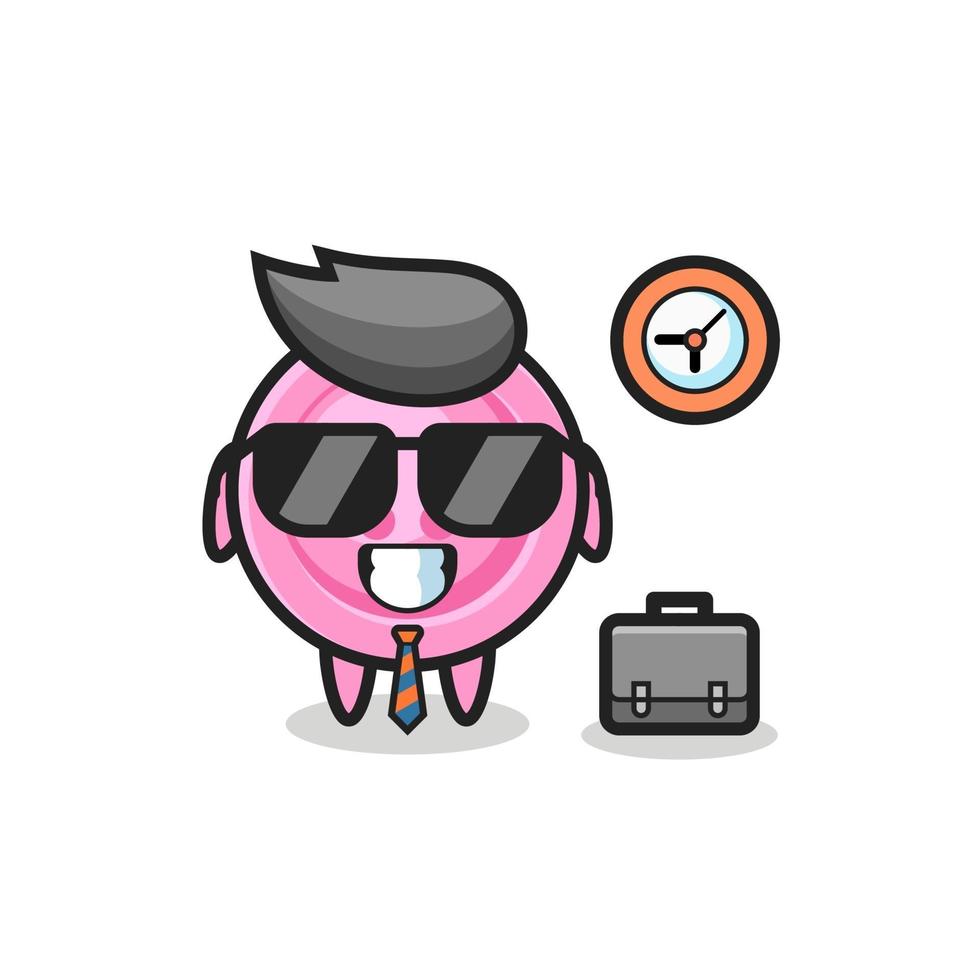 Cartoon mascot of clothing button as a businessman vector