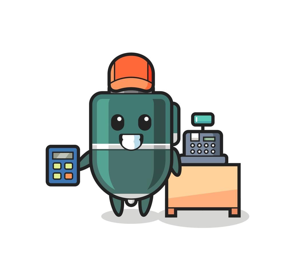 Illustration of ballpoint pen character as a cashier vector