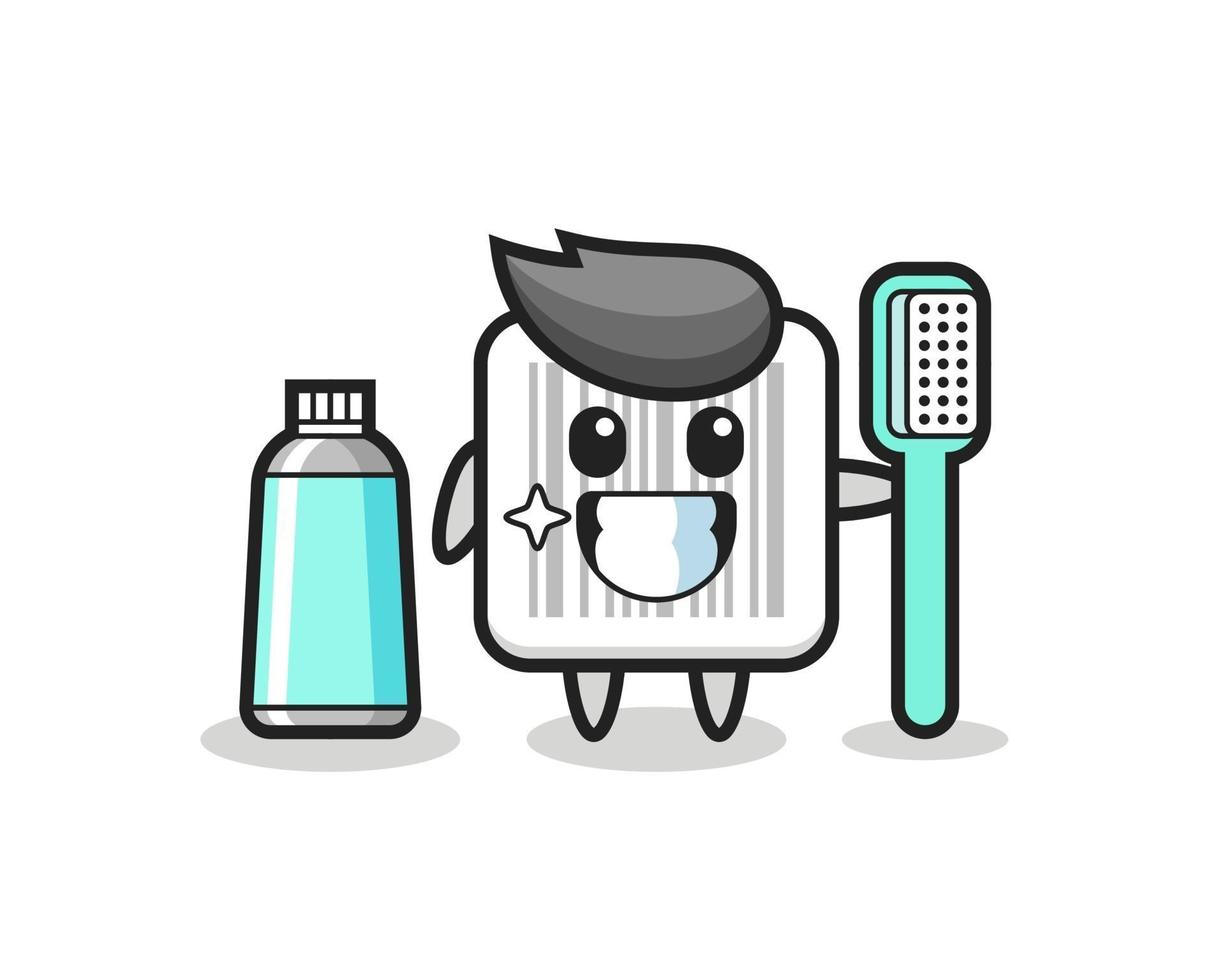 Mascot Illustration of barcode with a toothbrush vector