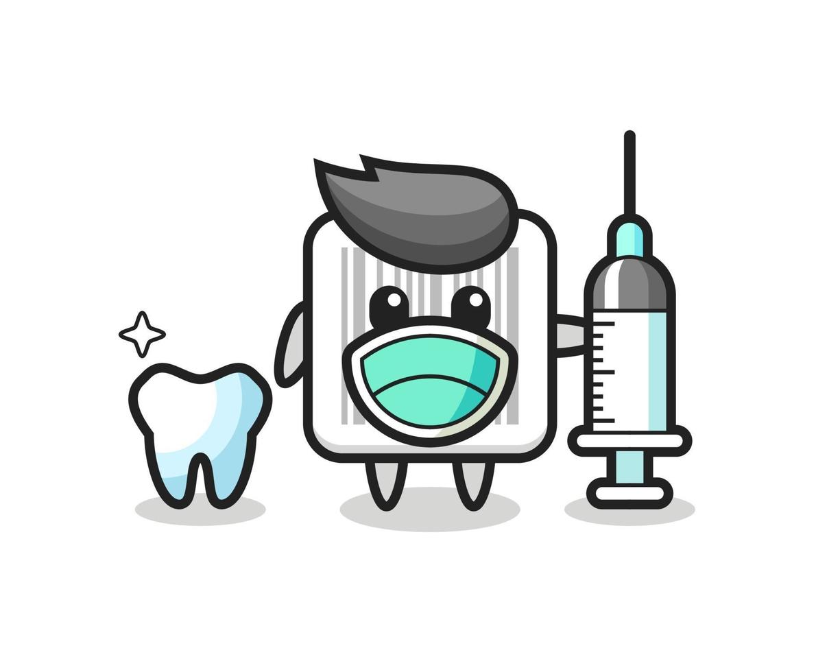 Mascot character of barcode as a dentist vector