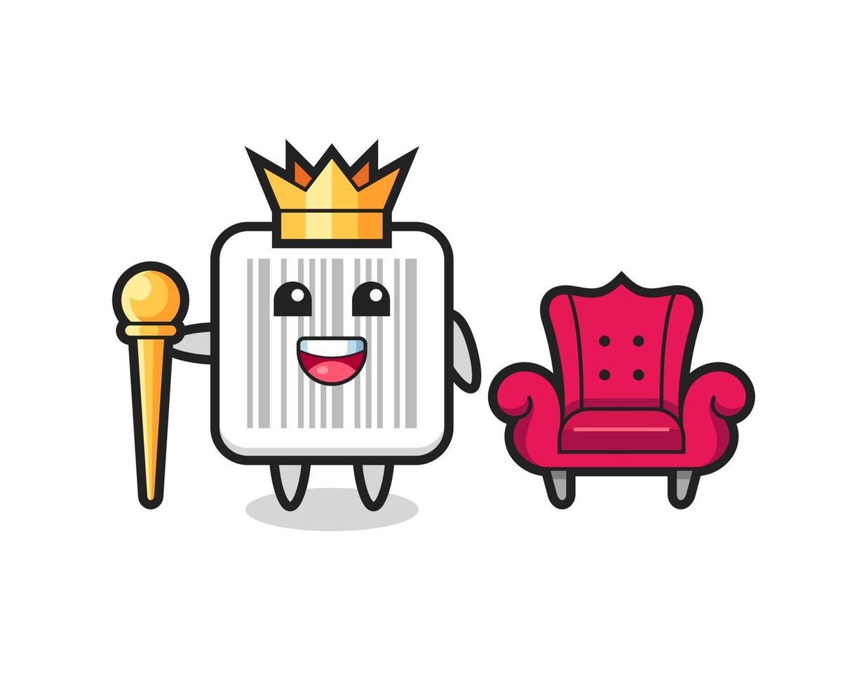 Mascot cartoon of barcode as a king vector