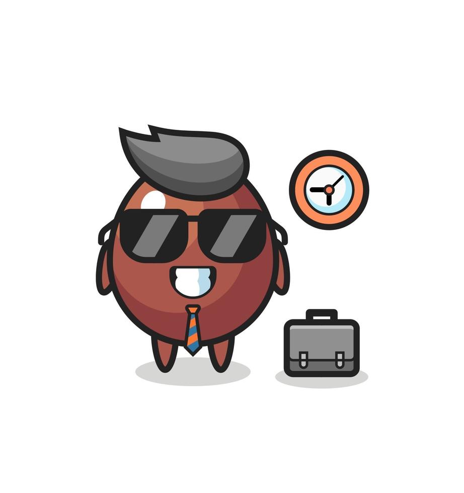 Cartoon mascot of chocolate egg as a businessman vector